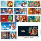 Lux | Cartões de Natal com Pintura de Diamante | Kit 12pcs, Papai Noel, Artesanal