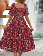 Vestido Feminino Floral Mangas Bufantes Mini