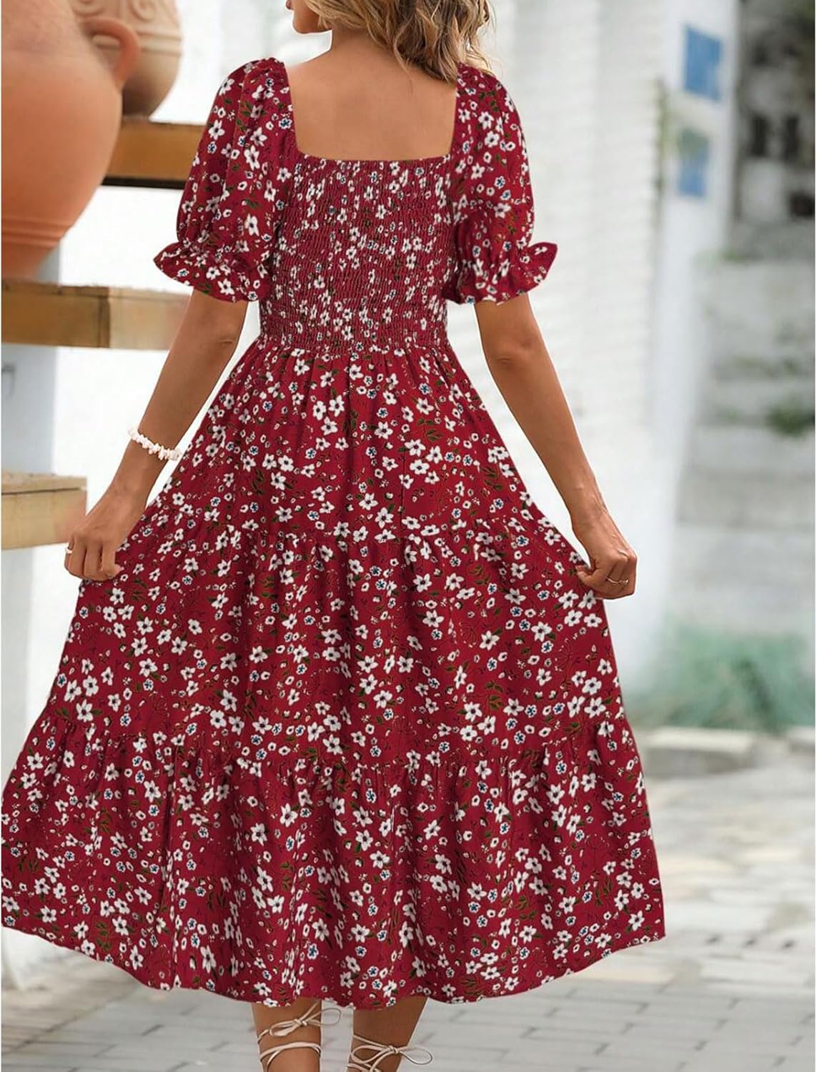 Vestido Feminino Floral Mangas Bufantes Mini