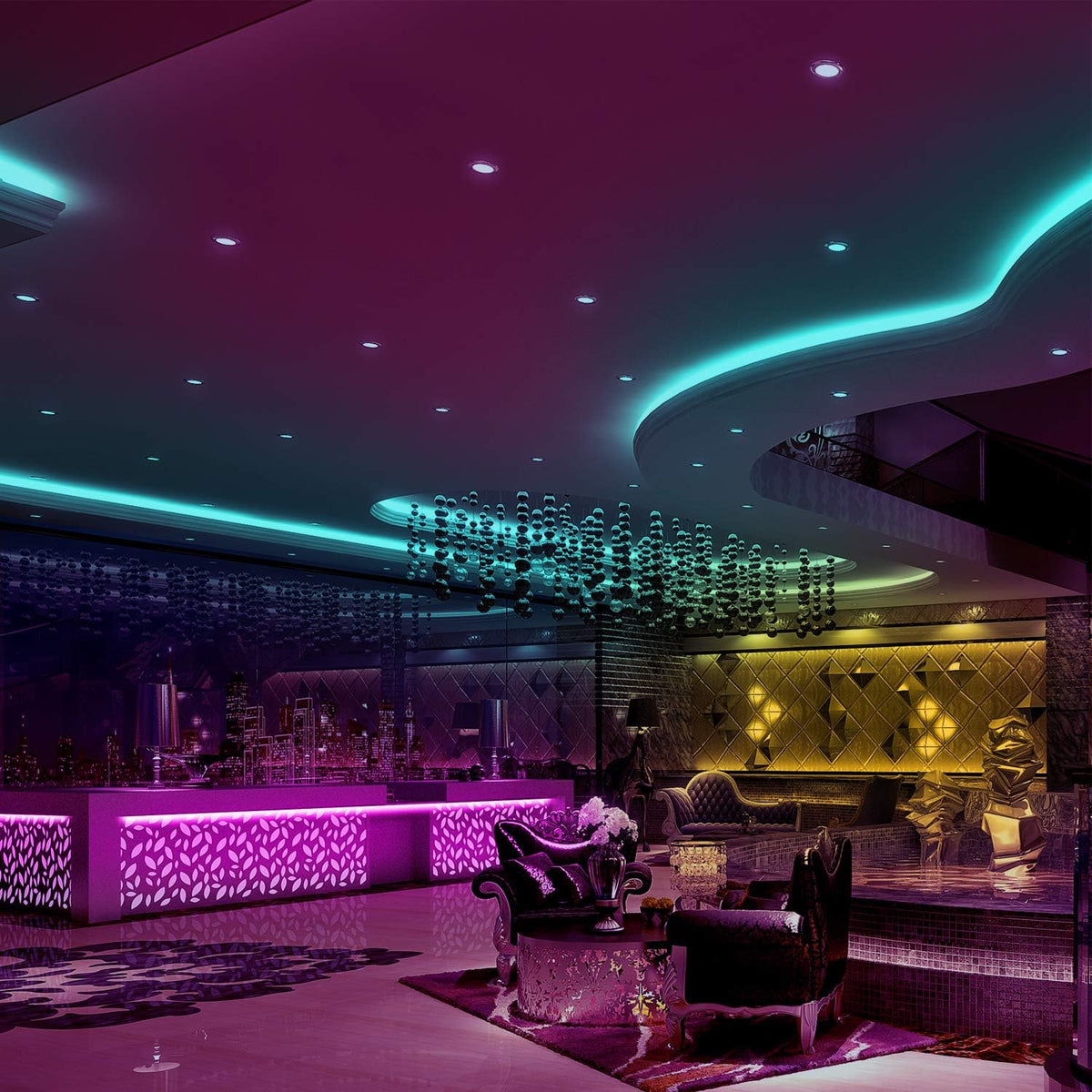 Odette | Fita LED 10m | Controlo Remoto 44 Teclas, 16 Cores, RGB | Iluminação Interior