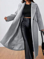 Dione | Mulher Casaco Longo Oversized Gola Lapela