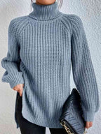 Perla | Camisola Feminina Gola Alta Canelada com Fenda Lateral