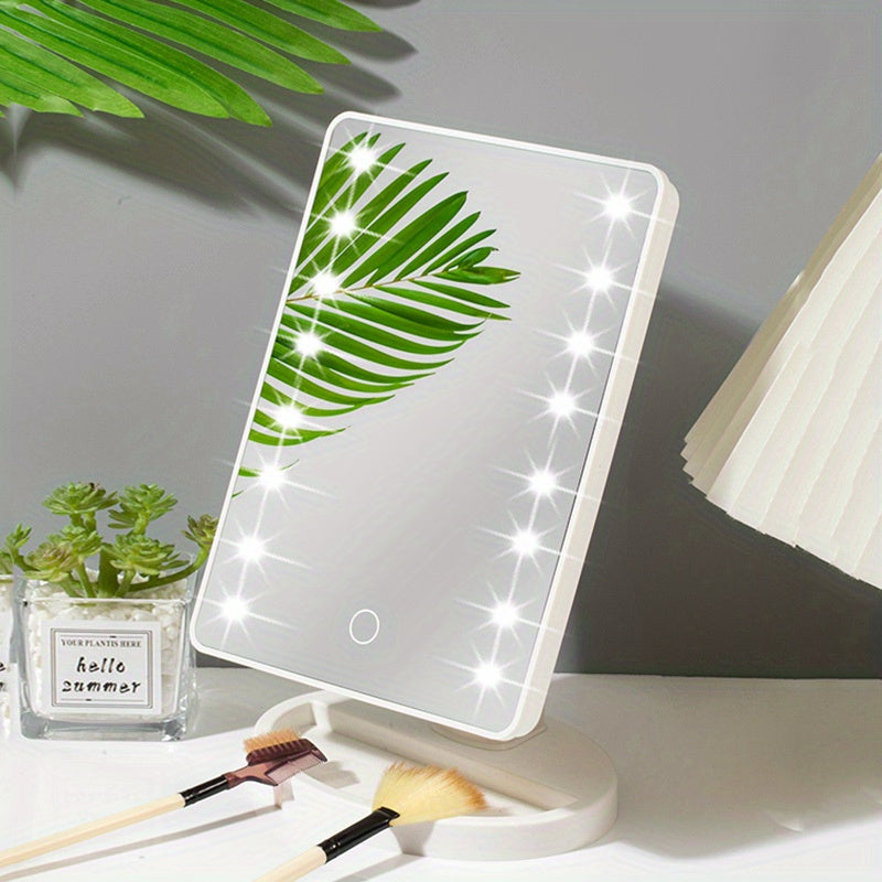 Anneke | Espelho de Maquiagem com LED | 16 LEDs, Brilho Ajustável, Touch Screen | USB e Pilhas