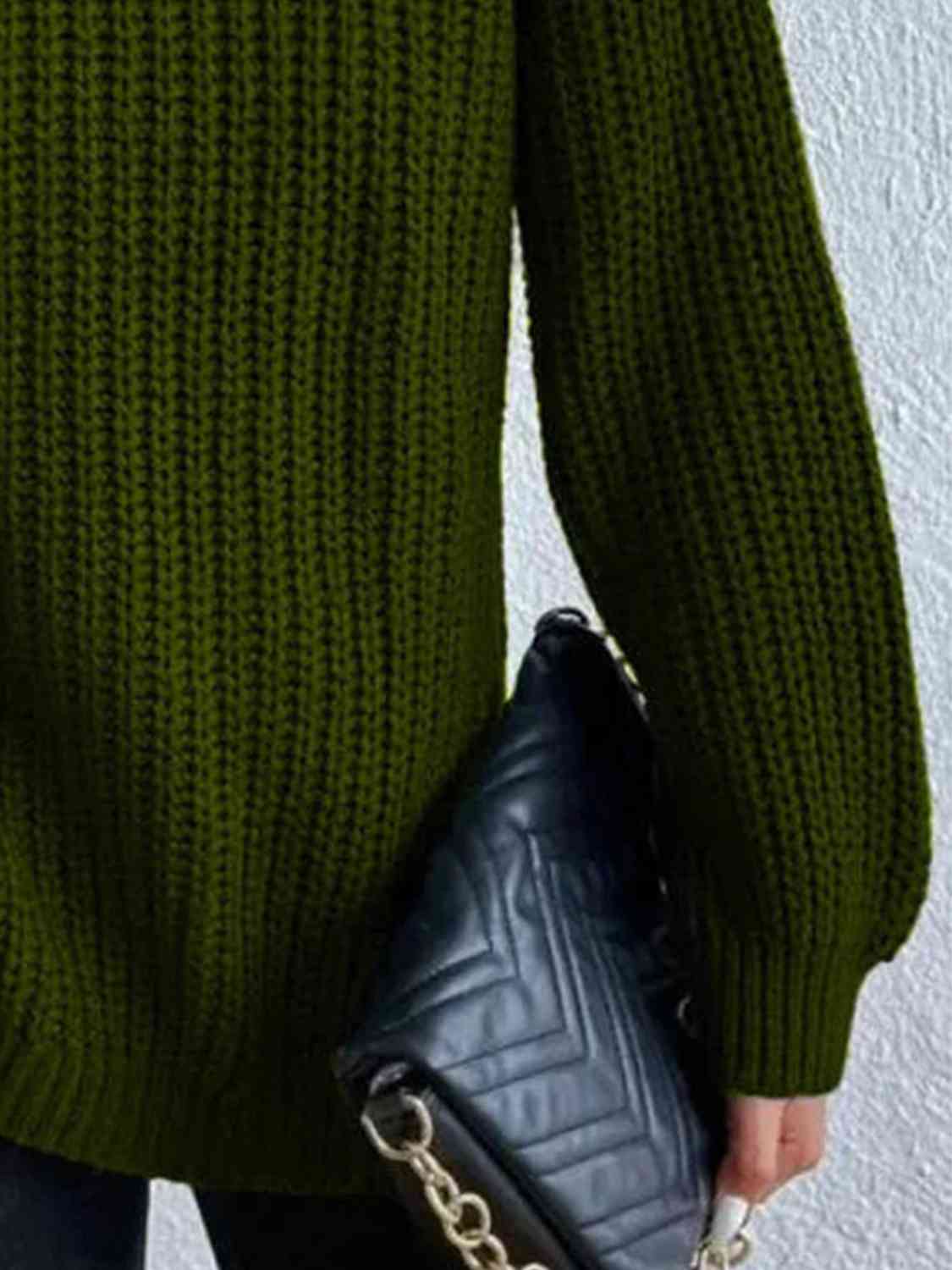 Perla | Camisola Feminina Gola Alta Canelada com Fenda Lateral