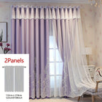 Reva | Cortinas Bordadas Fadas | Filtragem de Luz, Conjunto 2 Painéis | 100% Poliéster, Argolas