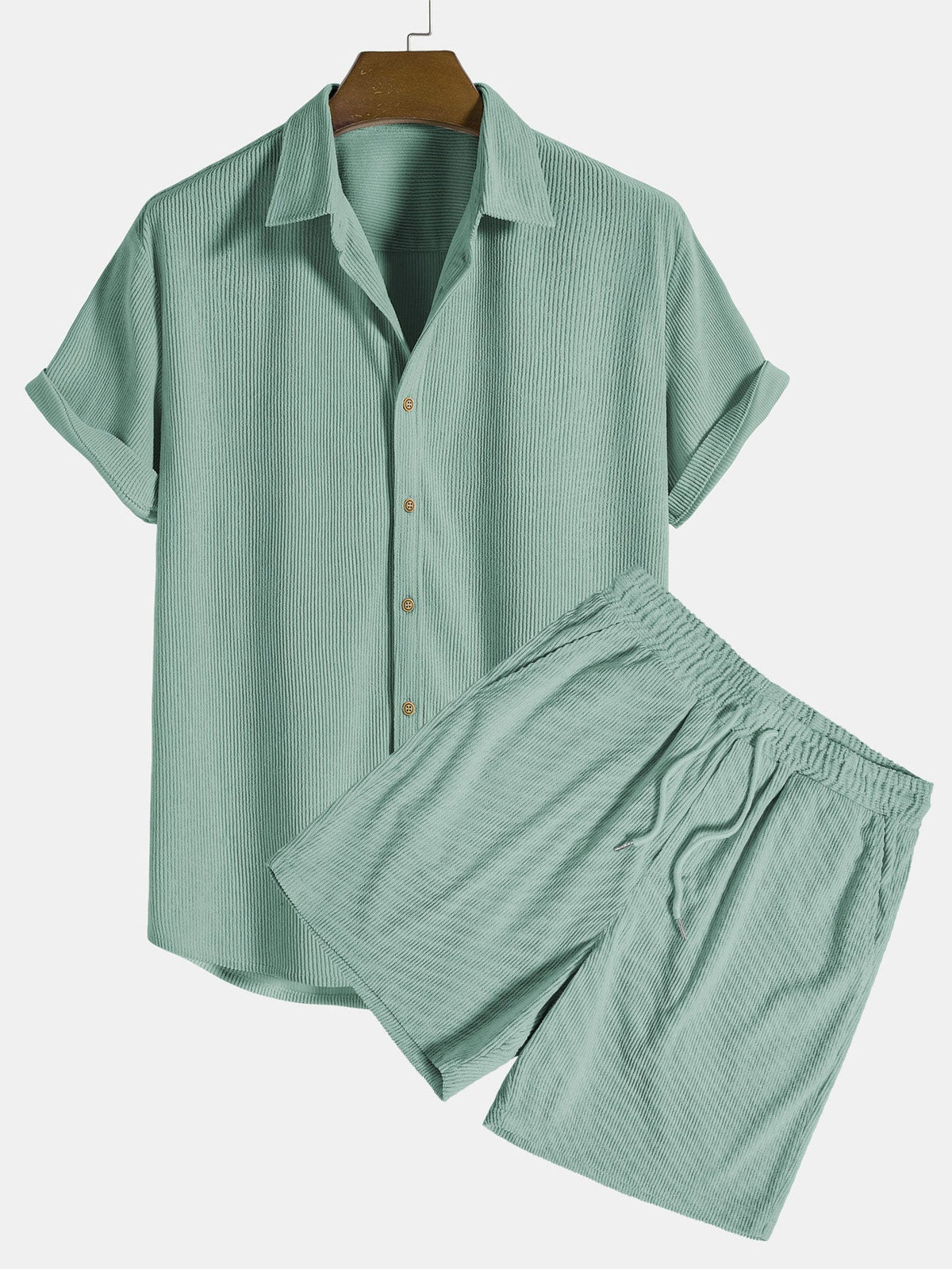 Conjunto feminino 2 peças camisa manga curta e calça casual coordenado