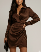 Wynne | Vestido Mini Manga Longa com Detalhe Cruzado