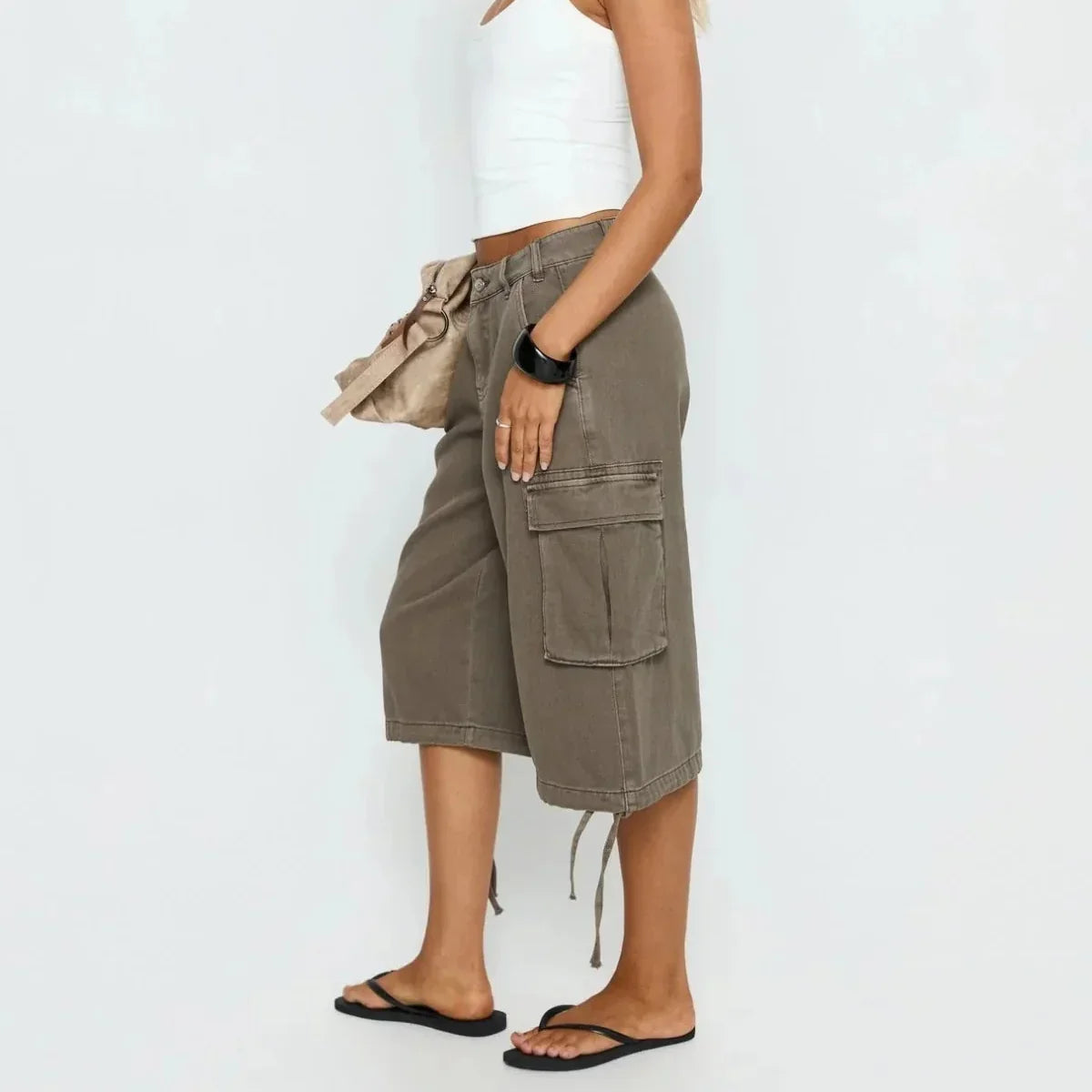 Odette | Calções Cargo Femininos Camuflados Longline Largos