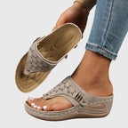Bea | Sandálias Ortopédicas Femininas Cunha Slip-On Suporte Plantar