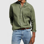 Odette | Camisa Casual Masculina Manga Longa Gola com Lapela