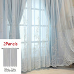 Reva | Cortinas Bordadas Fadas | Filtragem de Luz, Conjunto 2 Painéis | 100% Poliéster, Argolas