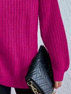 Perla | Camisola Feminina Gola Alta Canelada com Fenda Lateral