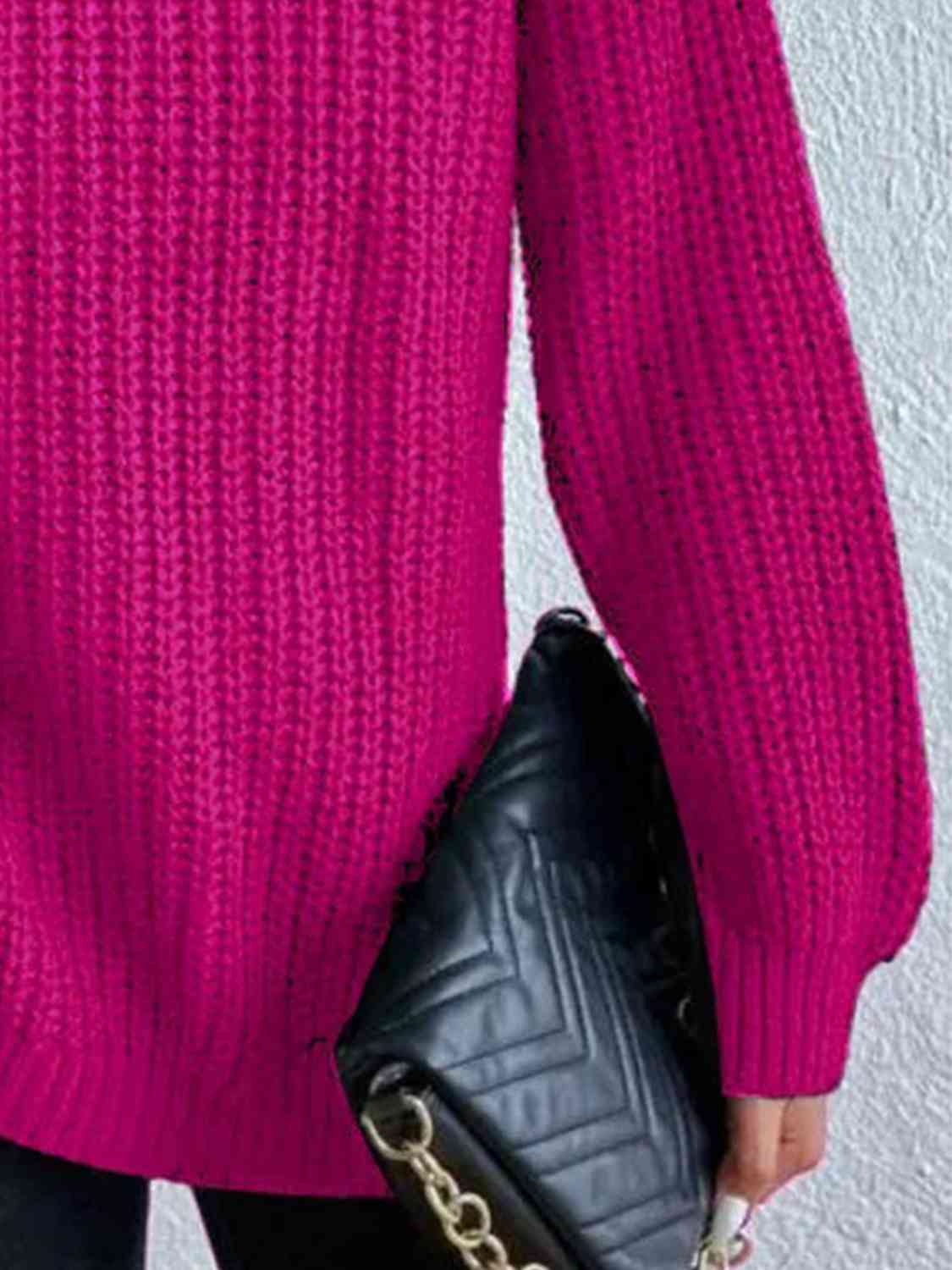 Perla | Camisola Feminina Gola Alta Canelada com Fenda Lateral