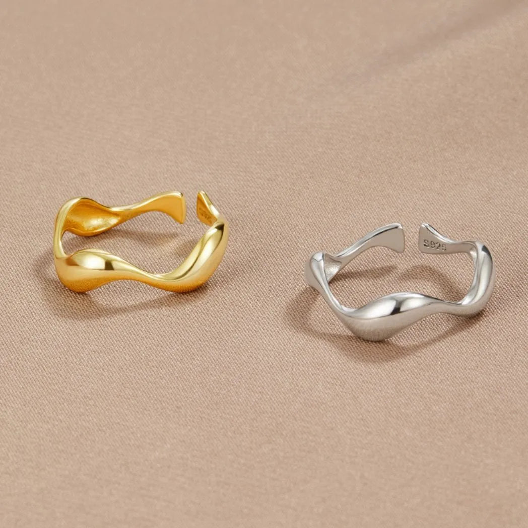 Ondine | Anel Minimalista Banhado a Ouro 18K Prata 925 Ajustável
