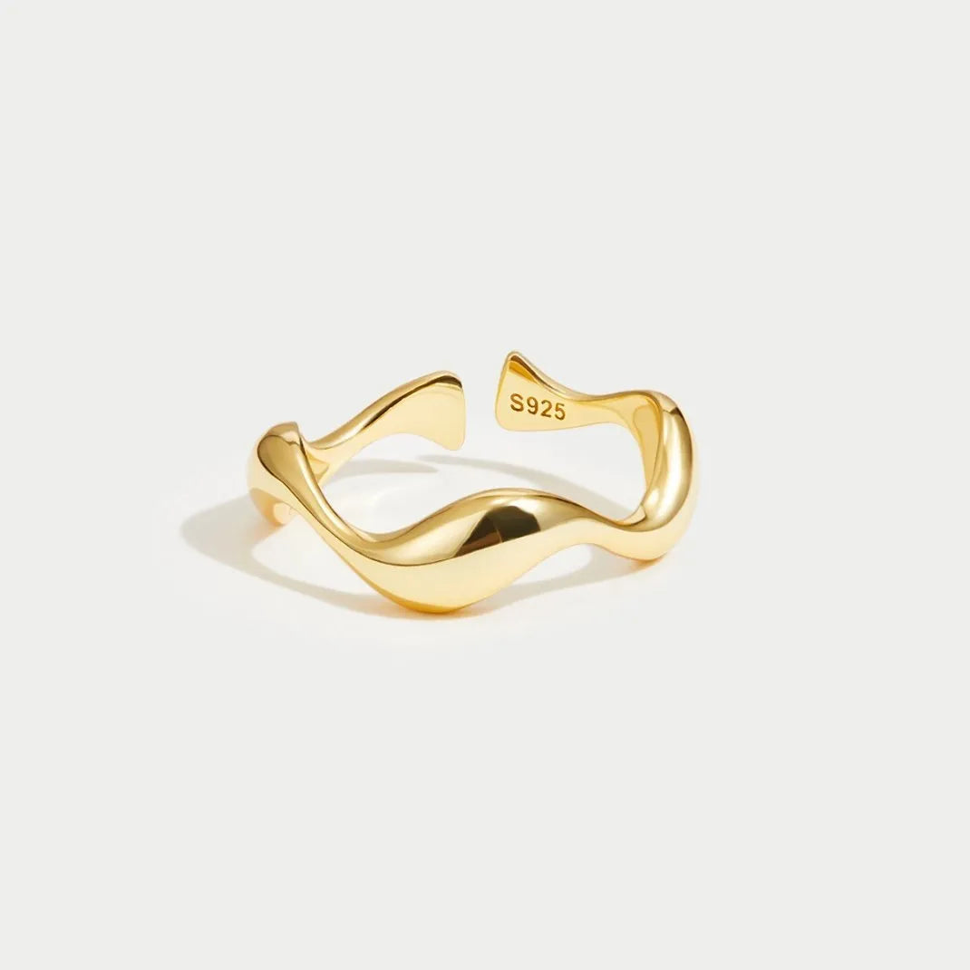 Ondine | Anel Minimalista Banhado a Ouro 18K Prata 925 Ajustável