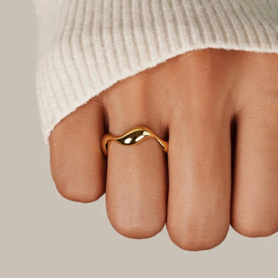 Ondine | Anel Minimalista Banhado a Ouro 18K Prata 925 Ajustável