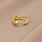 Ondine | Anel Minimalista Banhado a Ouro 18K Prata 925 Ajustável