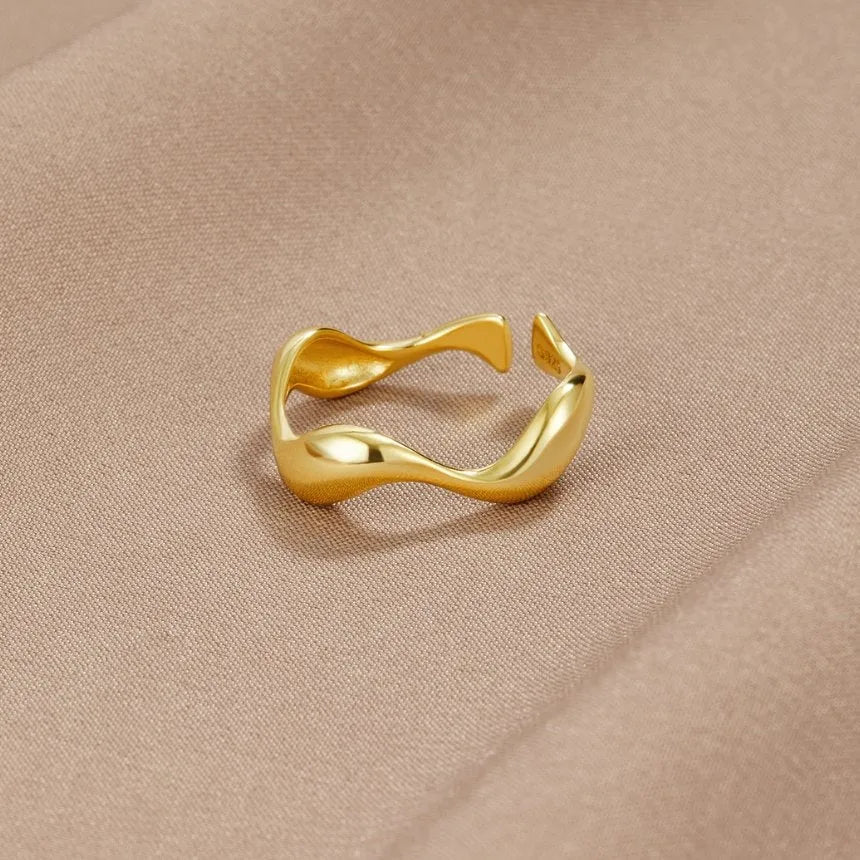 Ondine | Anel Minimalista Banhado a Ouro 18K Prata 925 Ajustável