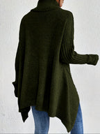 Mulher Camisola Tricot Gola Alta Assimétrica