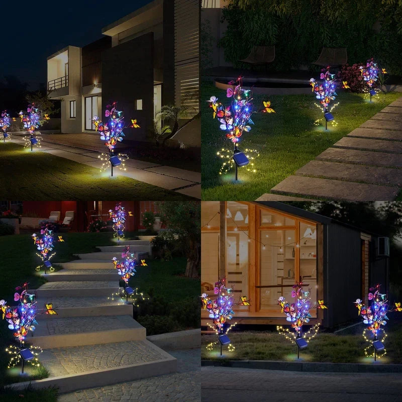 Maren | Luzes Solares de Borboleta para Jardim | 2 Pacotes, 56 LEDs, IP65 | Decoração Externa
