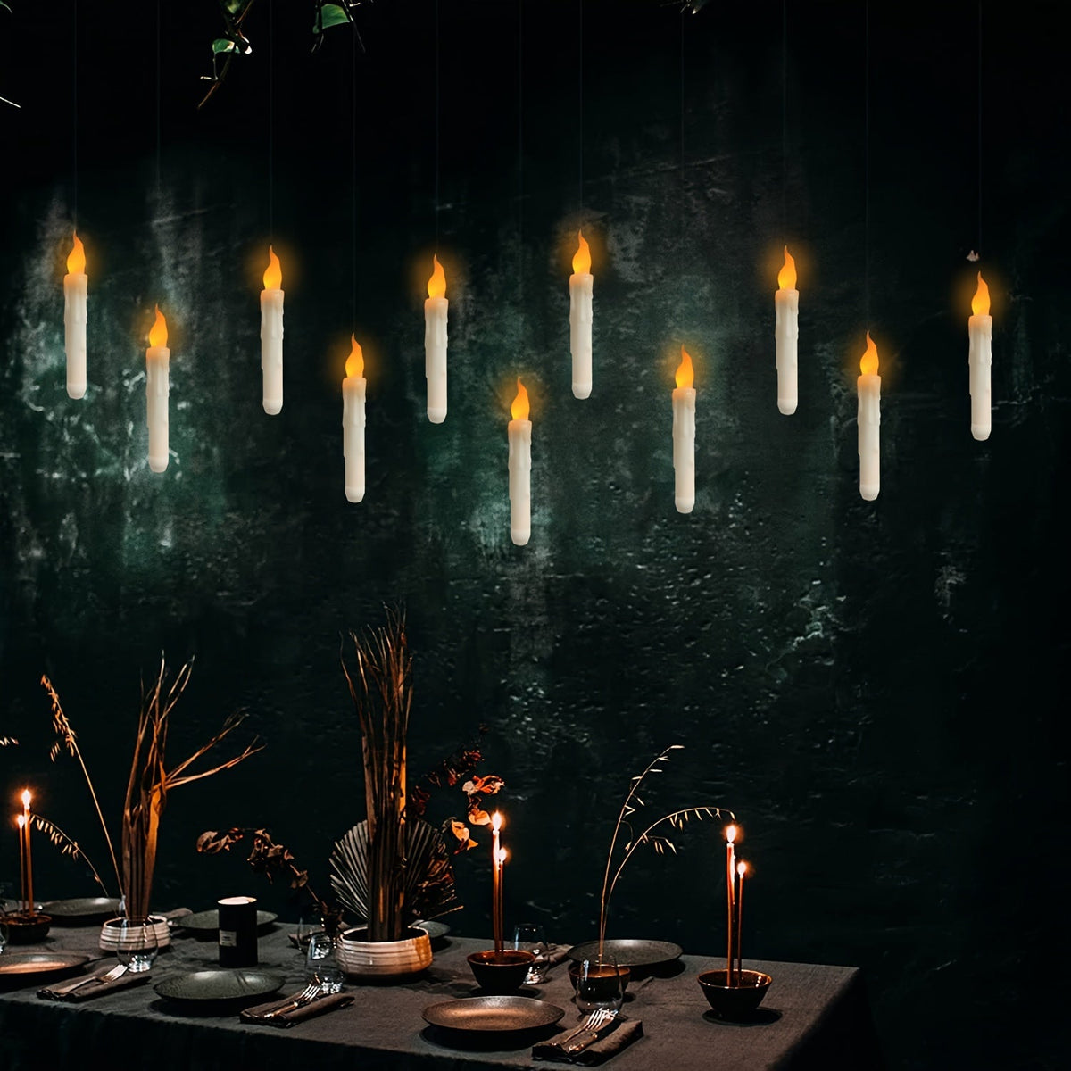 Giselle | Velas LED Flutuantes sem Chama | 12 Unidades com Controlo Remoto | Decoração Natal e Halloween