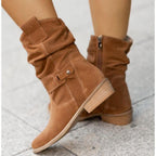Ondine | Botins Slouch Femininos Bico Redondo com Dobra