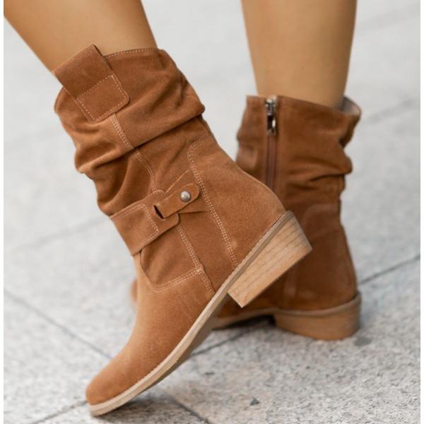 Ondine | Botins Slouch Femininos Bico Redondo com Dobra