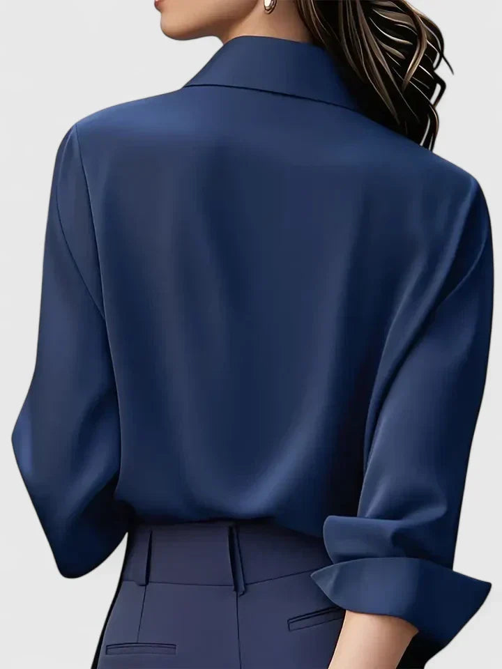 Iris | Mulher Blusa Cetim Botões Manga Comprida