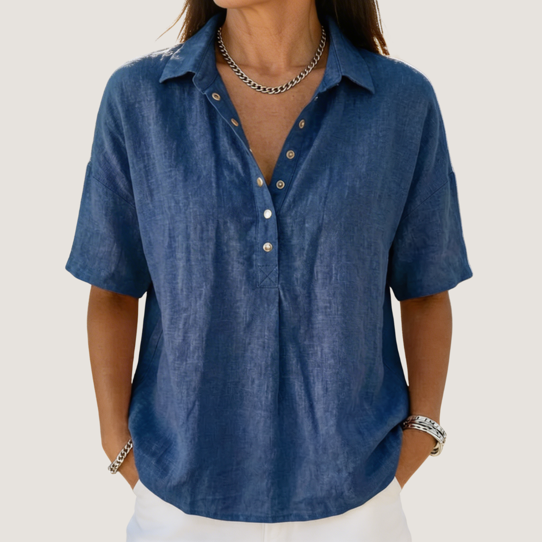 Veda | Camisa Feminina de Botões Gola Colarinho Casual