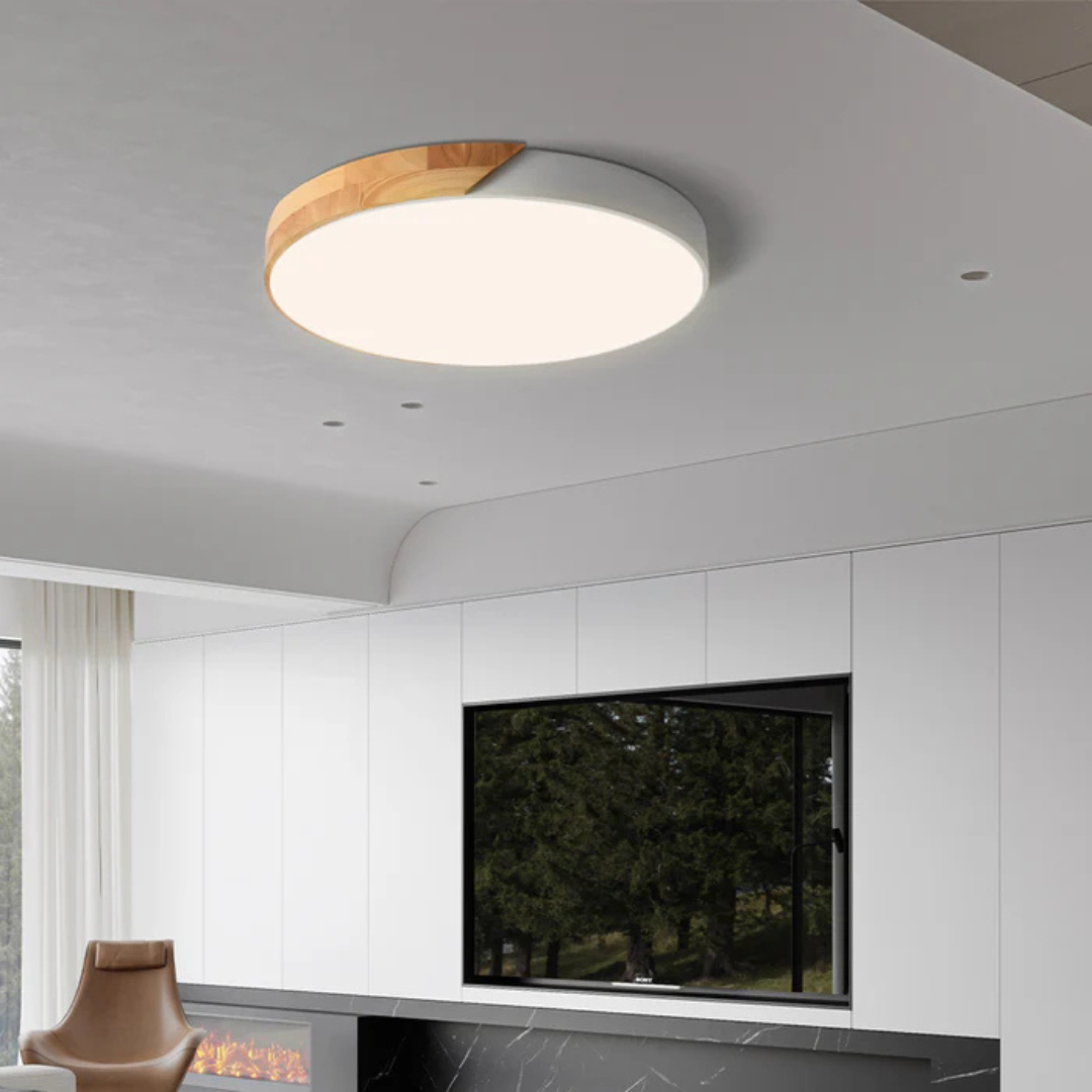 Candeeiro de Teto LED | Design Escandinavo, Madeira Natural | Dahlia