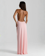 Luna | Vestido Maxi Halter Decote Costas Abertas Fenda Lateral