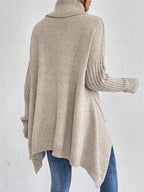 Mulher Camisola Tricot Gola Alta Assimétrica
