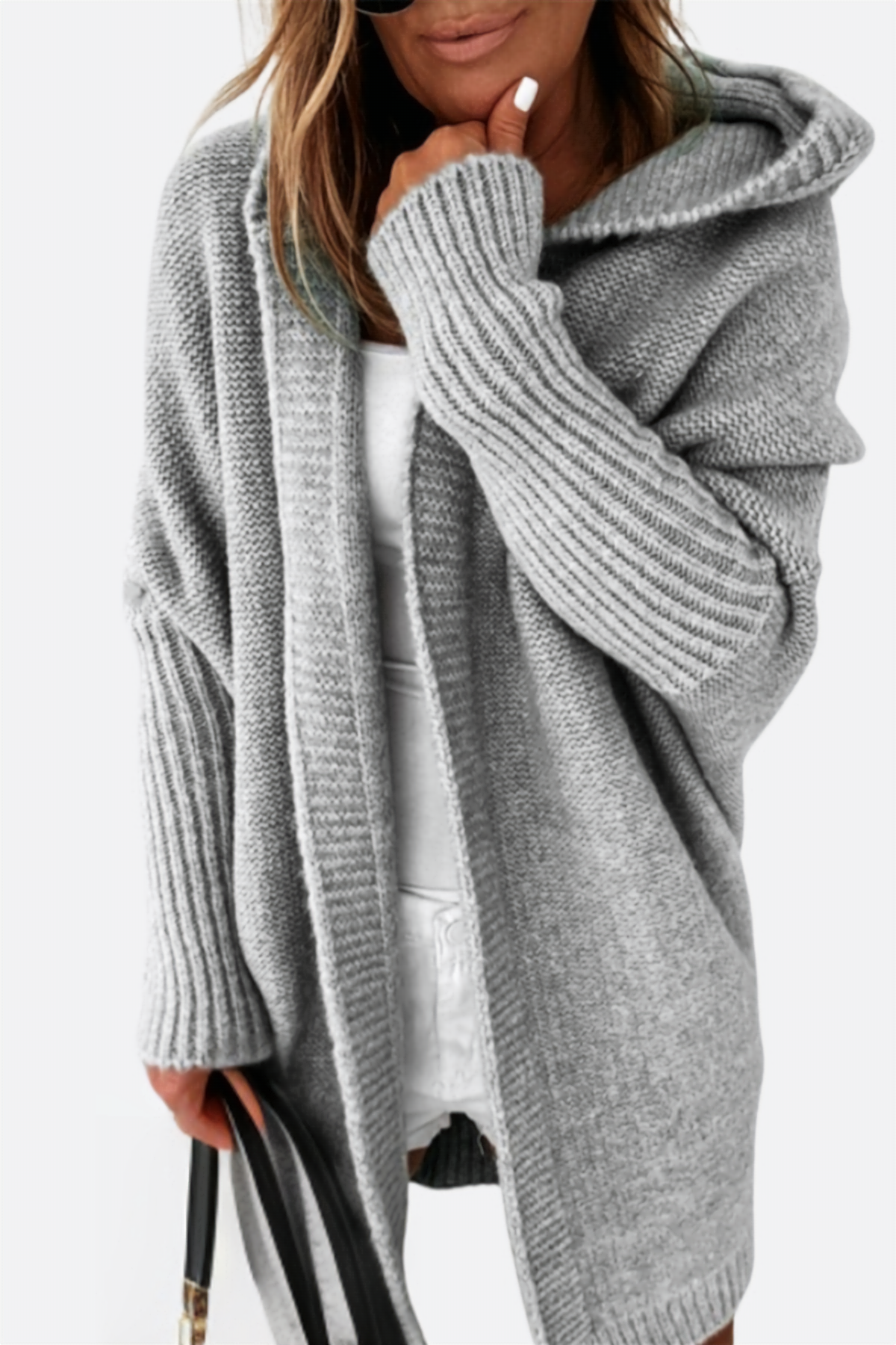 Vianne | Cardigan Oversize com Capuz Tricô Feminino