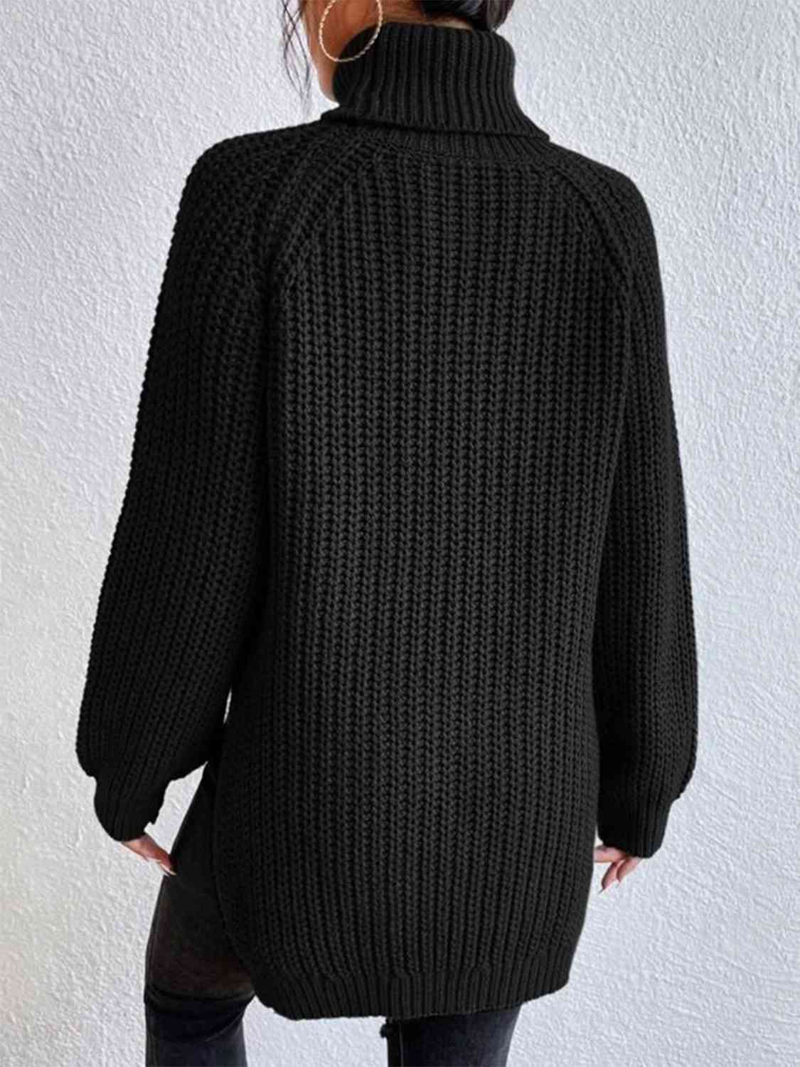 Perla | Camisola Feminina Gola Alta Canelada com Fenda Lateral
