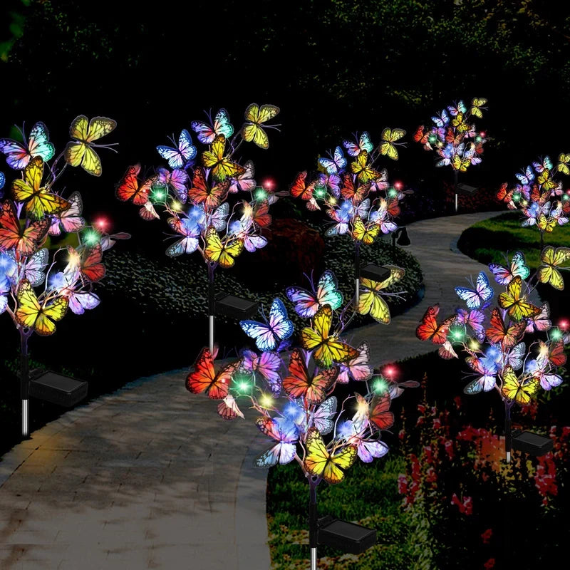 Maren | Luzes Solares de Borboleta para Jardim | 2 Pacotes, 56 LEDs, IP65 | Decoração Externa