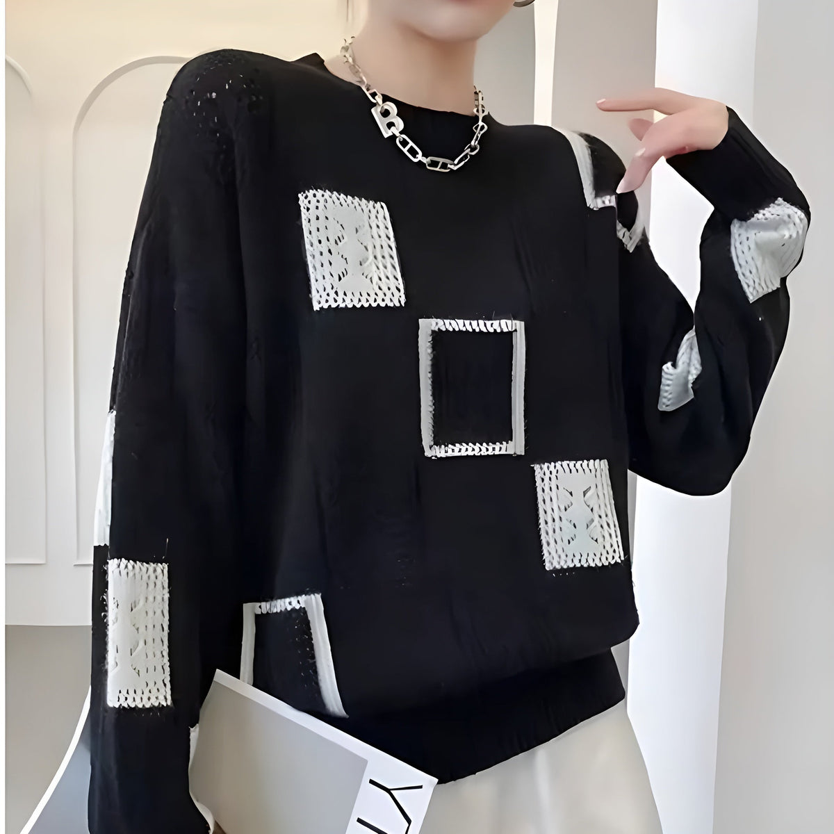 Cosima | Camisola de Malha Geométrica Relaxed Fit