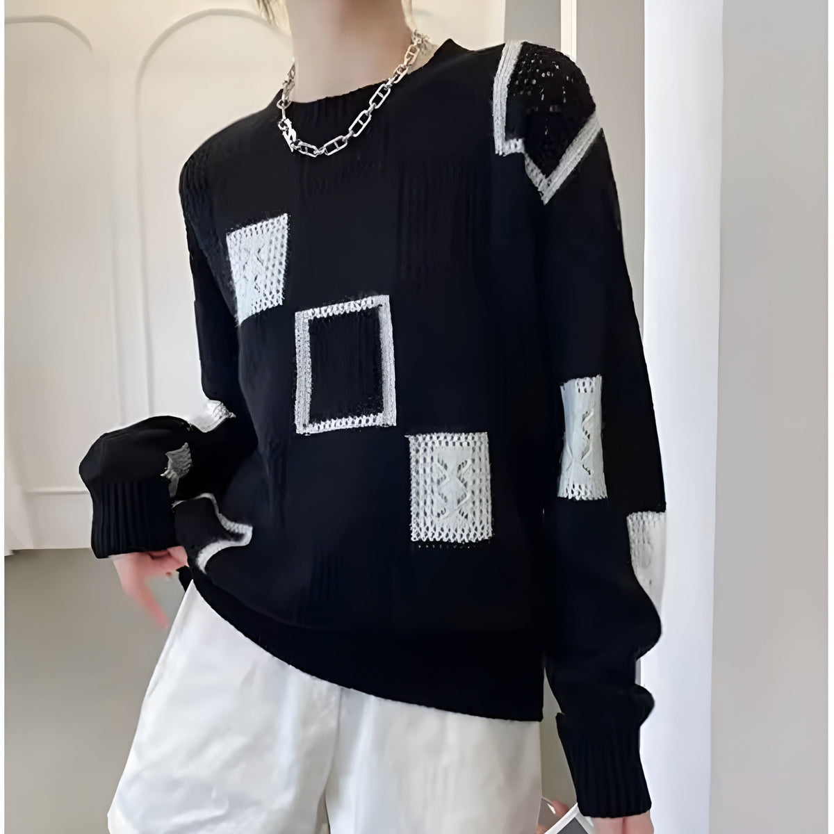 Cosima | Camisola de Malha Geométrica Relaxed Fit