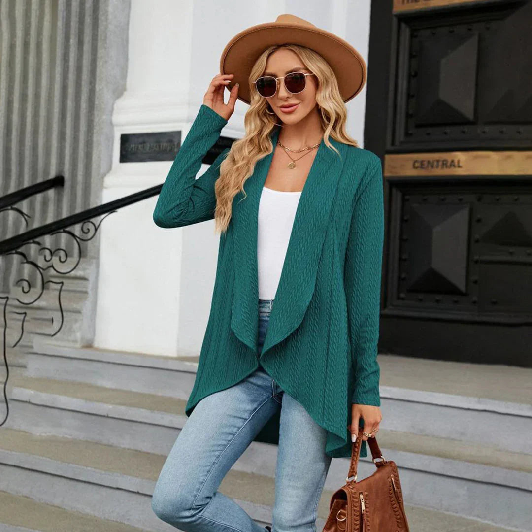 Della | Mulher Cardigan Malha Aberto na Frente