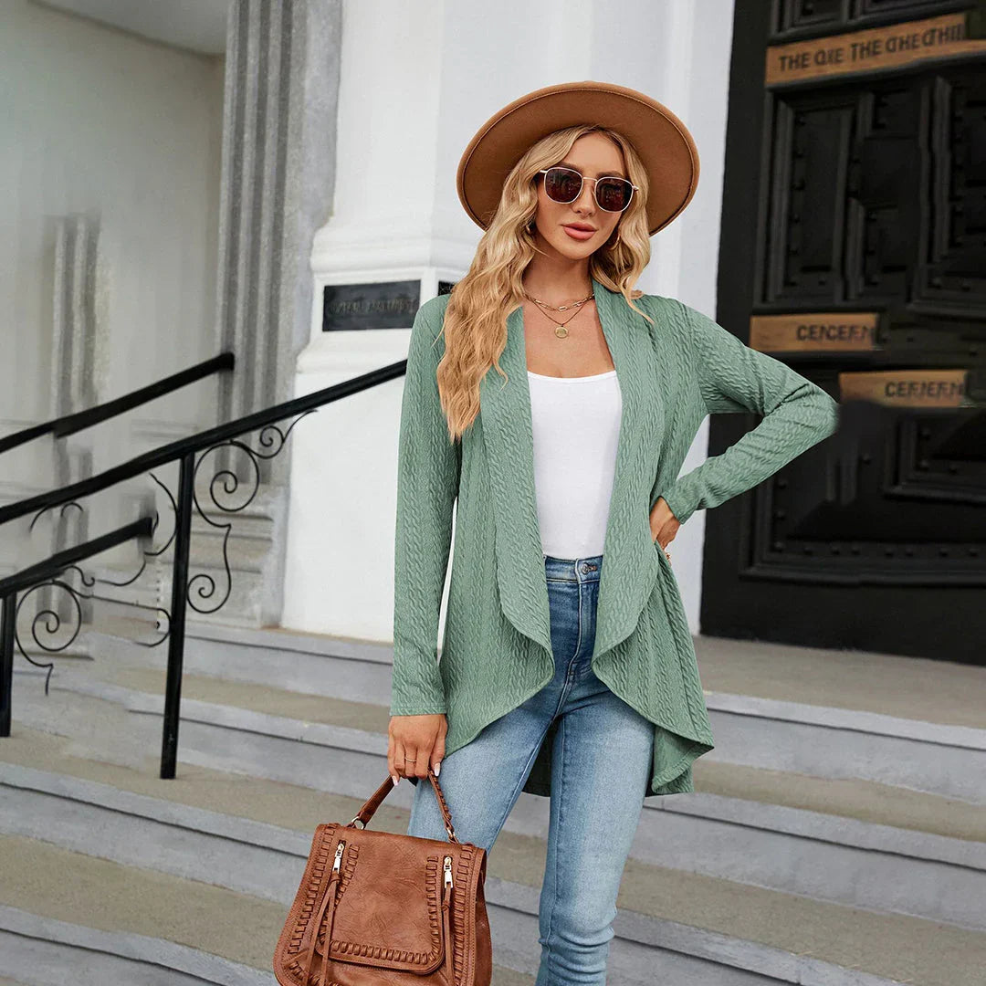 Della | Mulher Cardigan Malha Aberto na Frente