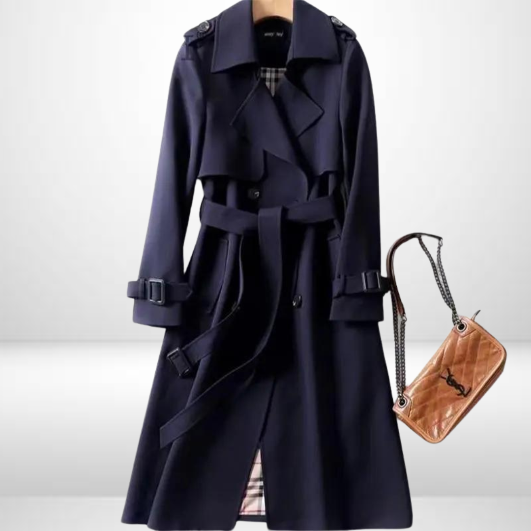 Mulher Trench Coat Algodão Clássico