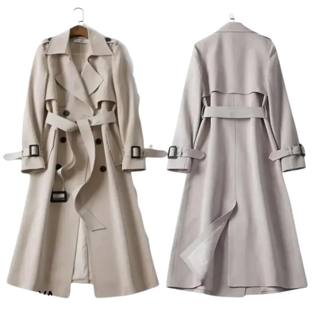 Mulher Trench Coat Algodão Clássico