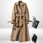 Mulher Trench Coat Algodão Clássico