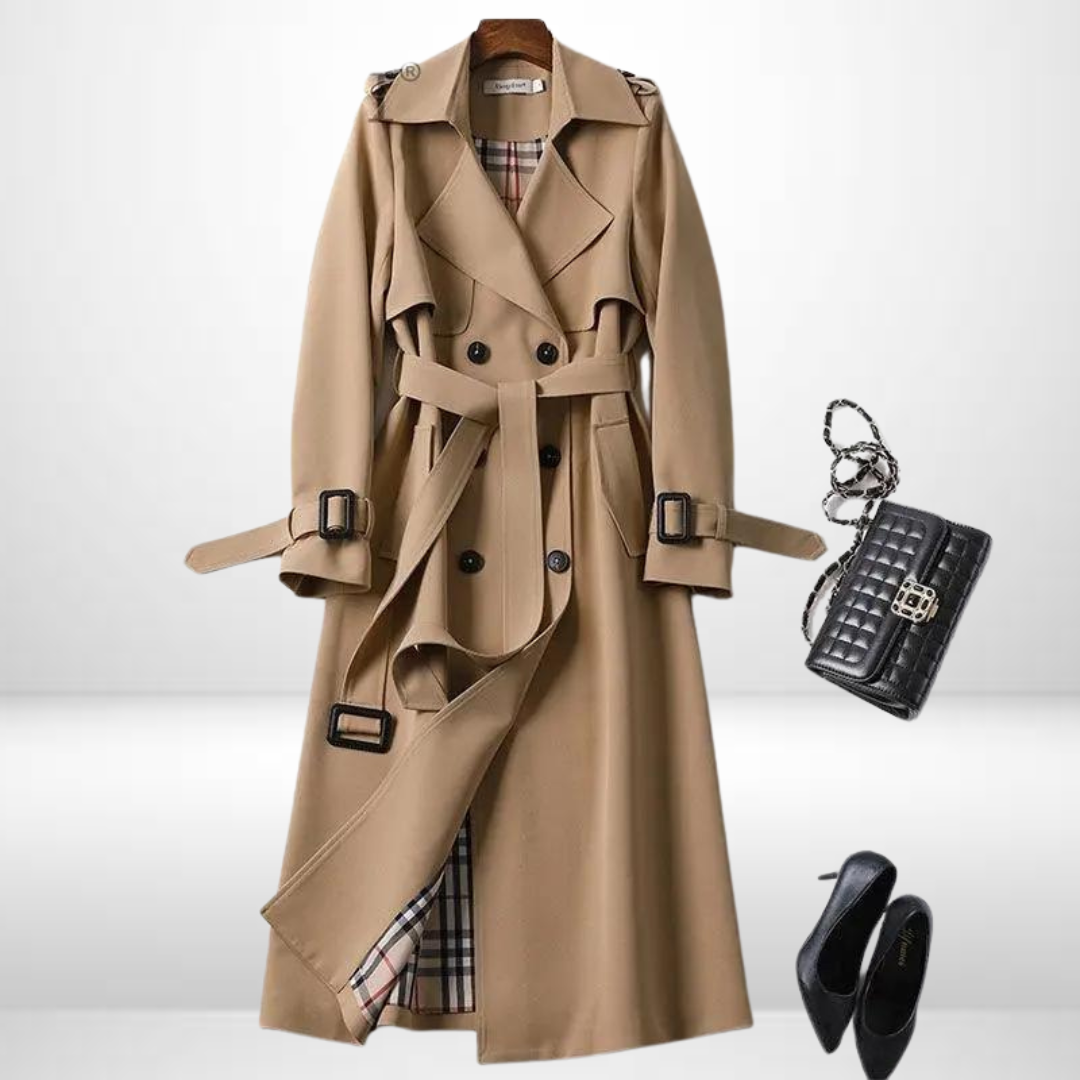 Mulher Trench Coat Algodão Clássico