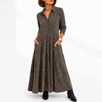 Cosima | Vestido Midi Camiseiro Feminino Manga Longa