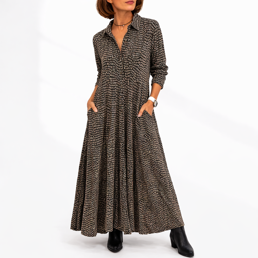 Cosima | Vestido Midi Camiseiro Feminino Manga Longa