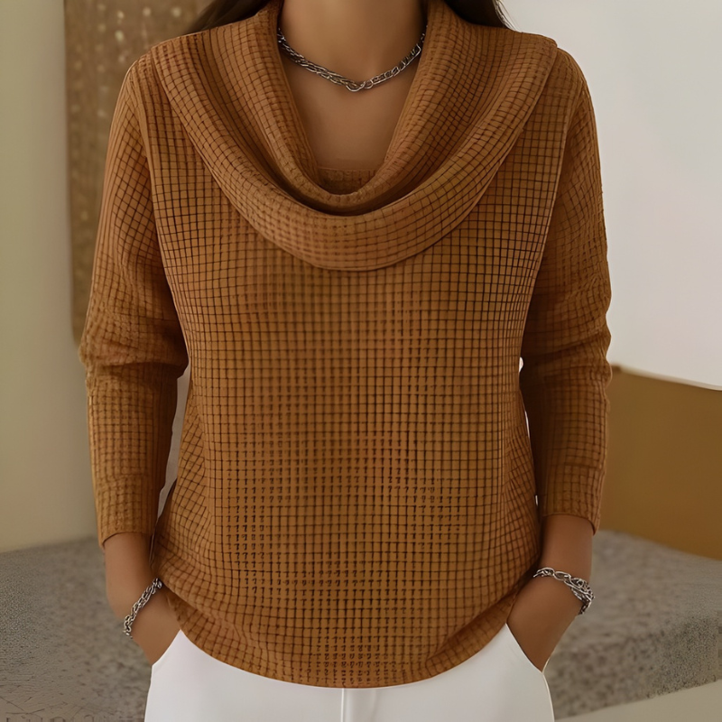 Freya | Camisola Feminina Waffle Gola Cascata
