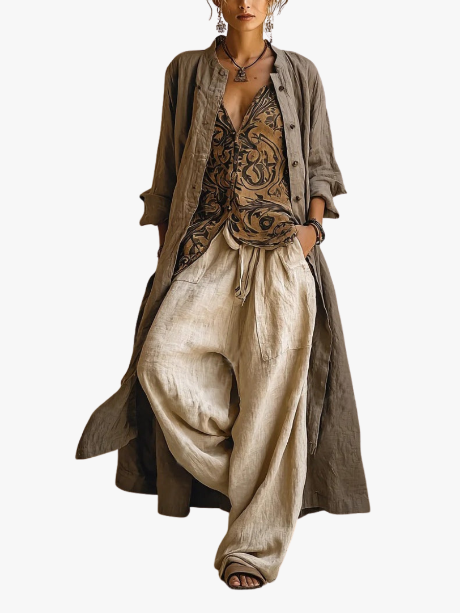 Liora | Conjunto Feminino 3 Peças Wide Leg Fluido