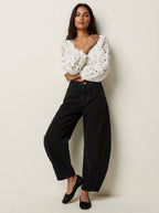 Anouk | Mulher Jeans Baggy Cintura Alta Relaxado