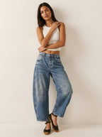 Anouk | Mulher Jeans Baggy Cintura Alta Relaxado