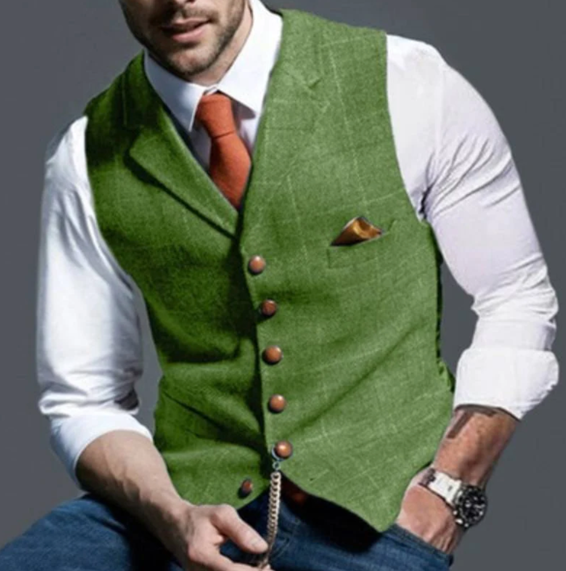 Delphine | Colete Slim Fit Masculino Gola Lapela